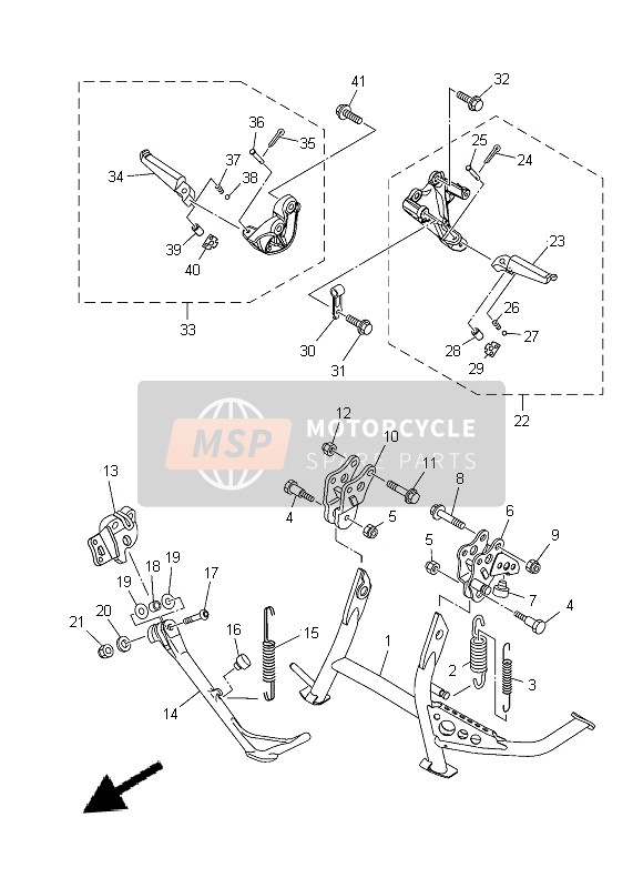 Yamaha XP500 2014 Estar & Reposapiés para un 2014 Yamaha XP500